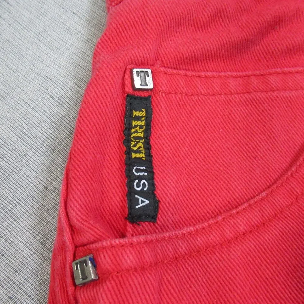 Vintage Trust Jean Shorts Size 33 Red Baggy Punk Skater Y2K 90s Heavyweight